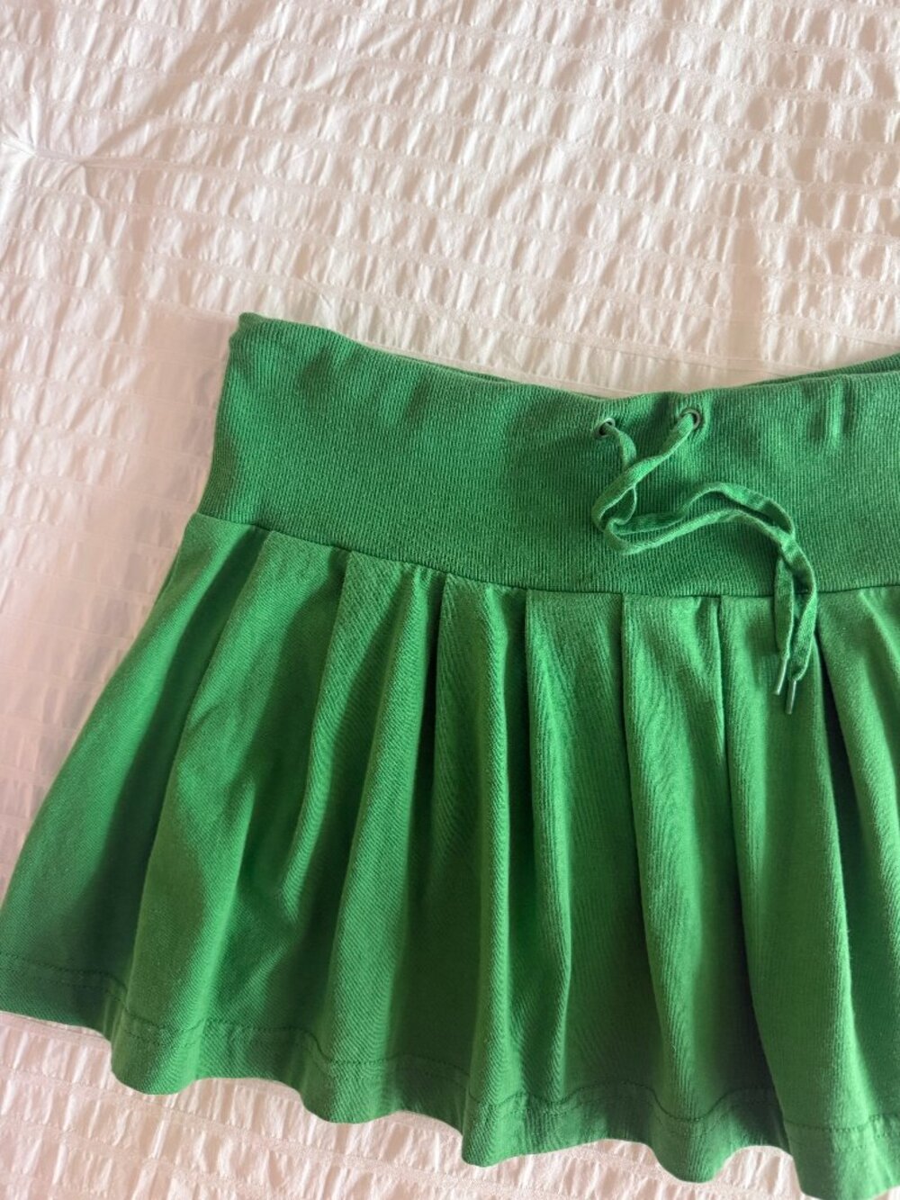 Y2K Green Mini Skirt Adjustable Drawstring Low Rise Short Skirt